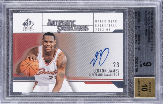2003-04 SP Signature Edition "Authentic Signatures" #LJ LeBron James Signed Rookie Card – BGS MINT 9/BGS 10